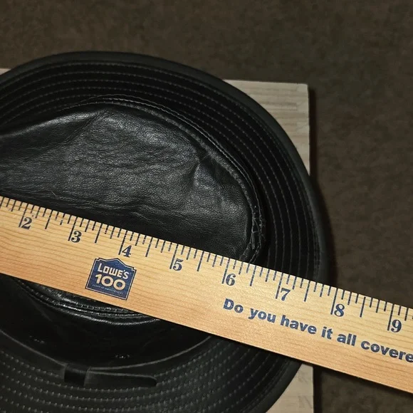 Vintage Henshel Black Leather Fedora  Hat - Picture 9 of 12